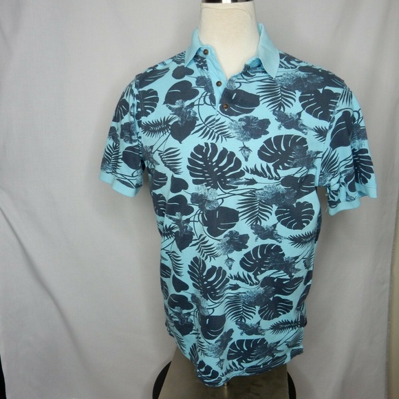 7 Diamonds Men's Blue Maxwell Tropical Print Polo - Picture 2 of 8